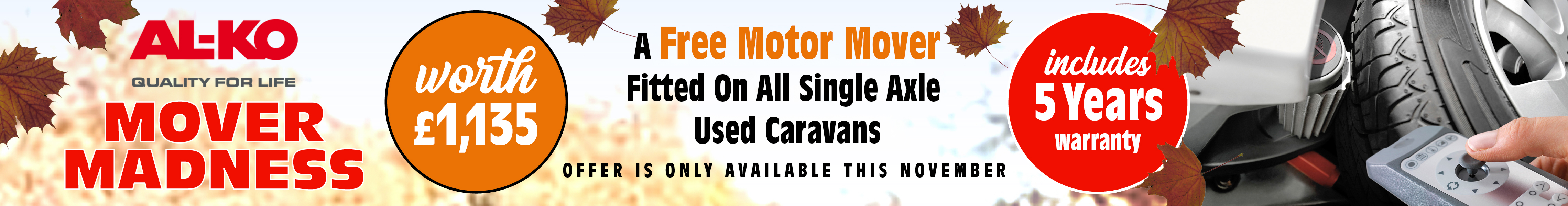 A free motor mover fitted on single axle used caravans